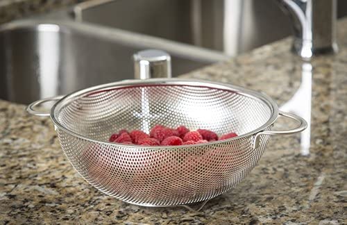 Wringo Stainless Steel Colander29 cm MicroPerforated Footed Metal Colander with Handle Heavy Duty Strainer for Kitchen Food Pasta Vegetable Rice Fruit Noodles Dishwasher Safe - Image 5