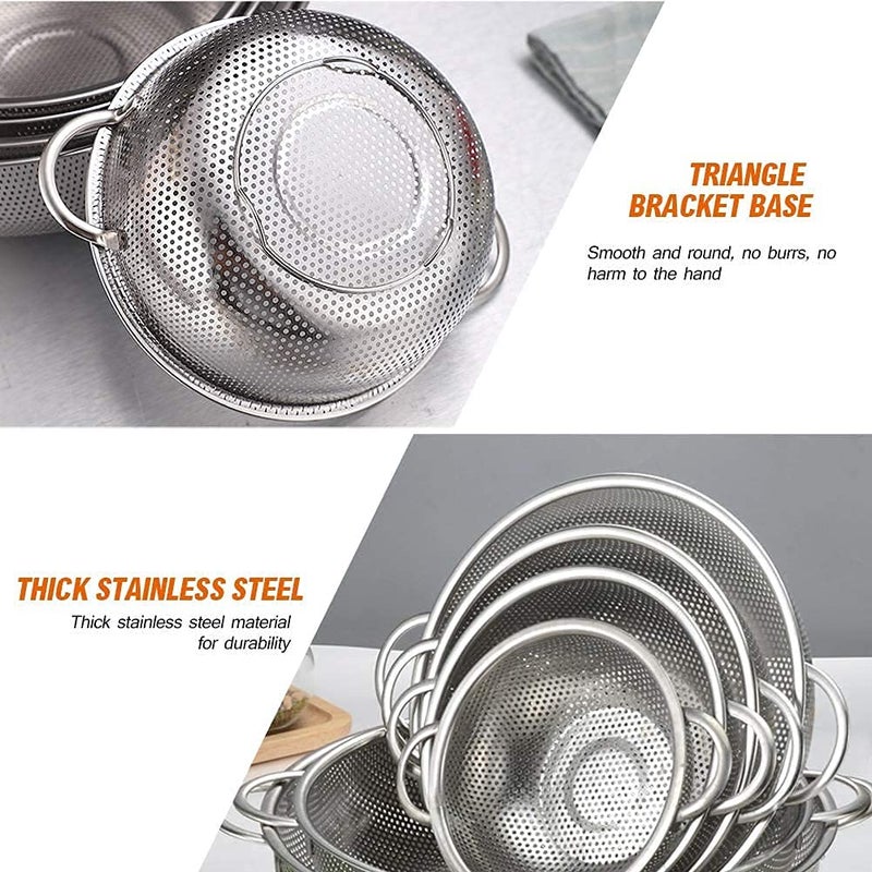 Wringo Stainless Steel Colander29 cm MicroPerforated Footed Metal Colander with Handle Heavy Duty Strainer for Kitchen Food Pasta Vegetable Rice Fruit Noodles Dishwasher Safe - Image 2