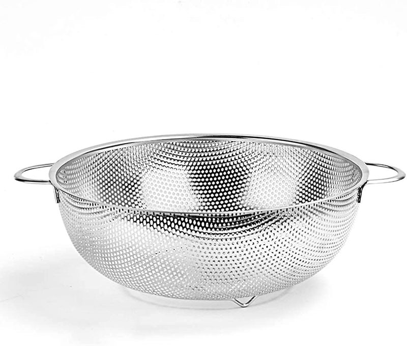 Wringo Stainless Steel Colander29 cm MicroPerforated Footed Metal Colander with Handle Heavy Duty Strainer for Kitchen Food Pasta Vegetable Rice Fruit Noodles Dishwasher Safe - Image 1