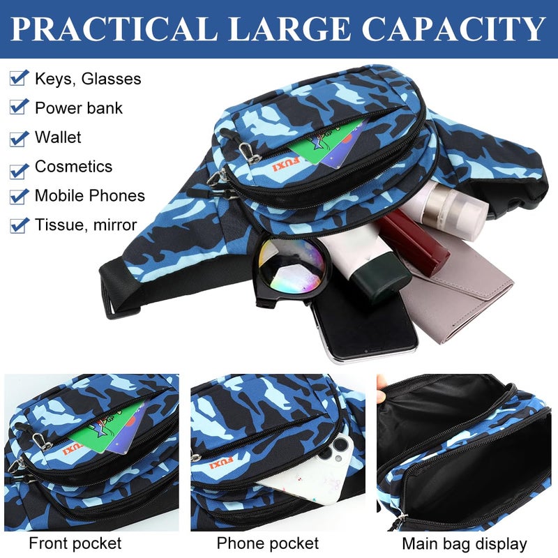 GUSTAVE ® Waist Bag for Men, Stylish Waterproof Oxford Cloth Fanny Bag with 3 Zipper Pockets, Adjustable Quick Release Strap, Multi-Layer Lightweight Crossbody Bag for Travel, Running & Daily Use - Image 4