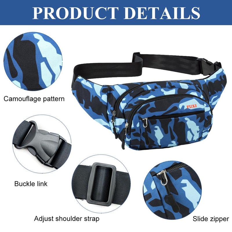 GUSTAVE ® Waist Bag for Men, Stylish Waterproof Oxford Cloth Fanny Bag with 3 Zipper Pockets, Adjustable Quick Release Strap, Multi-Layer Lightweight Crossbody Bag for Travel, Running & Daily Use - Image 3