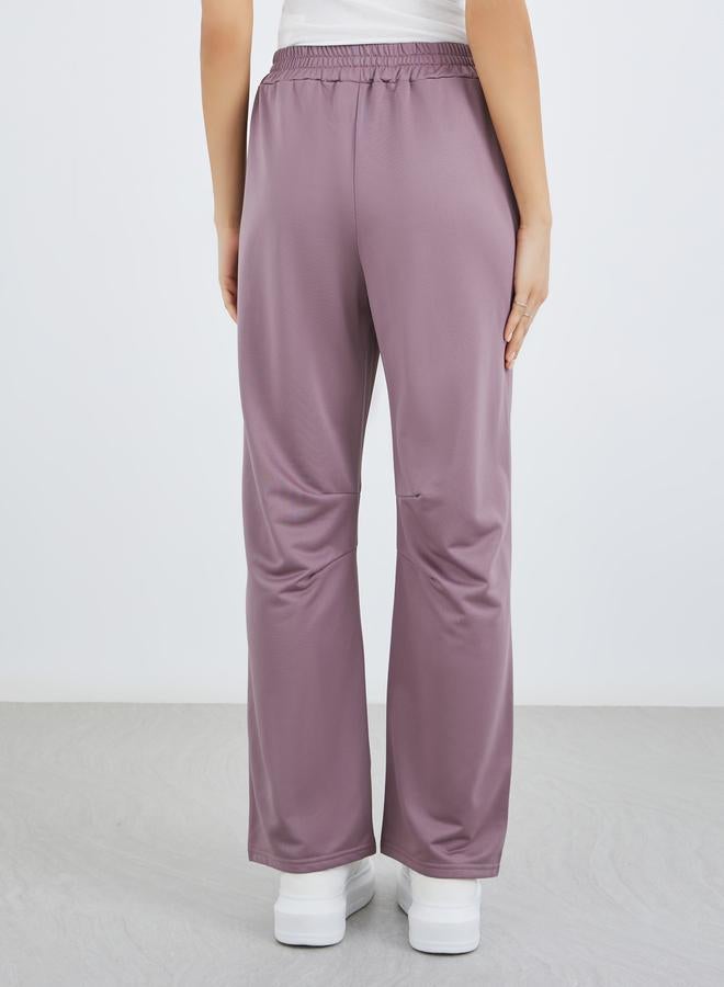 Take Two Women Purple Solid Elastic Waistband Straight Joggers - Image 4