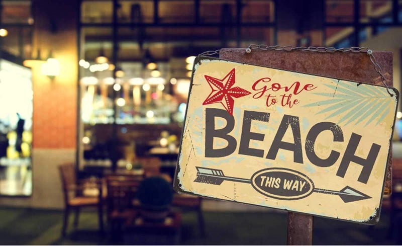 AOYEGO Beach Tin SignStar Arrow Tree Leaf Plant Nature Ocean Palm Tropical Sand Relax Surf Vintage Metal Tin Signs for Cafes Bars Pubs Shop Wall Decorative Funny Retro Signs for Men Women 8x12 Inch - Image 3
