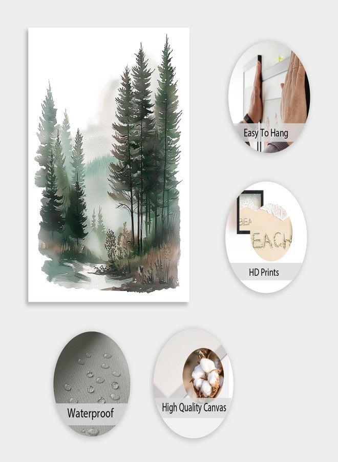 DOODLREAM 4 Pack Mountain Forest Unframed Waterproof Canvas Wall Relaxing Art Decor, 8" x 10" Watercolor Natural Landscape Canvas Wall Poster for Home Office Bathrooms Bedrooms Living Room Decor - Image 3