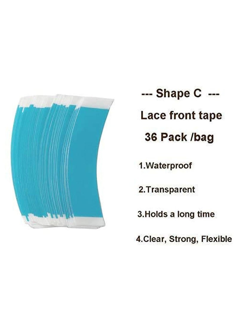 Estelle Lace Front Hair System Tape C Contour Tape Strips 36PCS Lace Front Wig Support Tape Strips Blue Liner Strong Adhesive Double Sided Hair Extensions Tape Water Proof  - Image 2