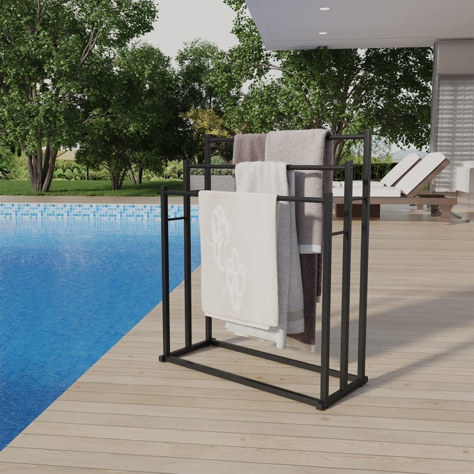 TOWEL RACKS FOR BATHROOM 3 TIER FREE STANDING TOWEL RACK BLANKET DRYING AND DISPLAY RACK FOR OVERSIZED BATH TOWELS BATHROOM ACCESSORIES NEXT TO TUB OR SHOWER