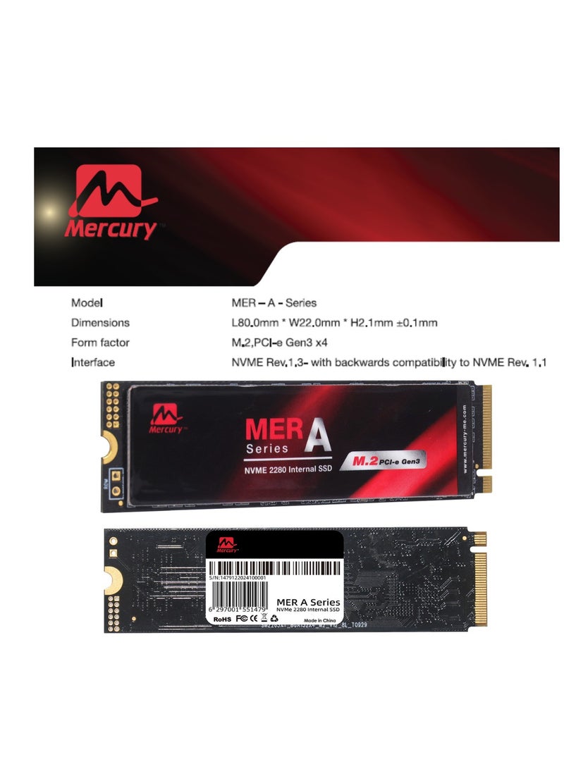 Mercury MERA-Series M.2 NVMe SSD, PCIe Gen3 x4, 2280, 3400MB/s Read Speed, 3100 MB/s Write Speed (2, TB) - Image 3