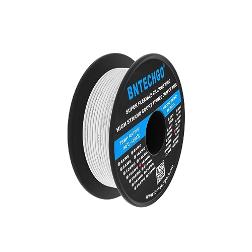 BNTECHGO 18 Gauge Silicone Wire Spool 250 ft White Flexible 18 AWG Stranded Tinned Copper Wire - Image 3