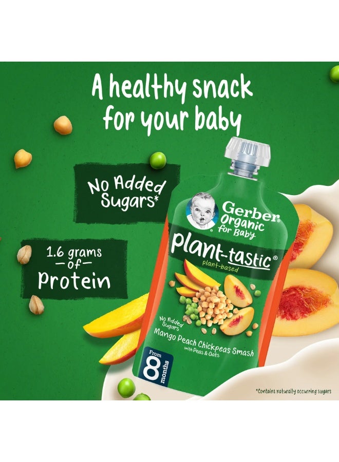 Gerber Organic Plant-Tastic Mango, Peach, Chickpeas Smash With Peas & Oats Puree - Image 3