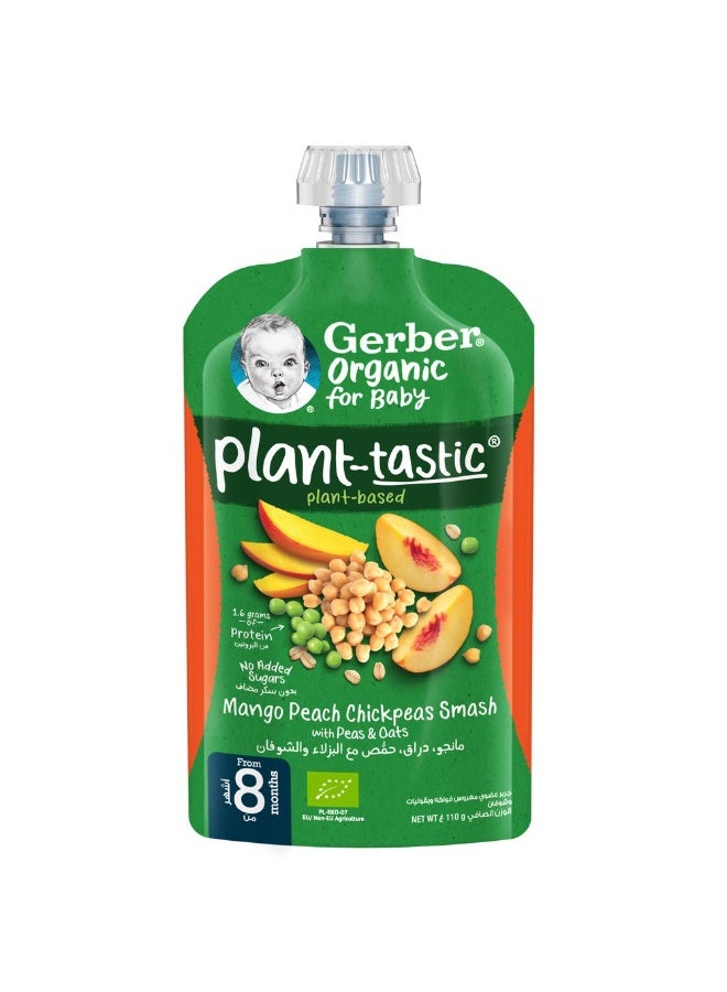 Gerber Organic Plant-Tastic Mango, Peach, Chickpeas Smash With Peas & Oats Puree - Image 1