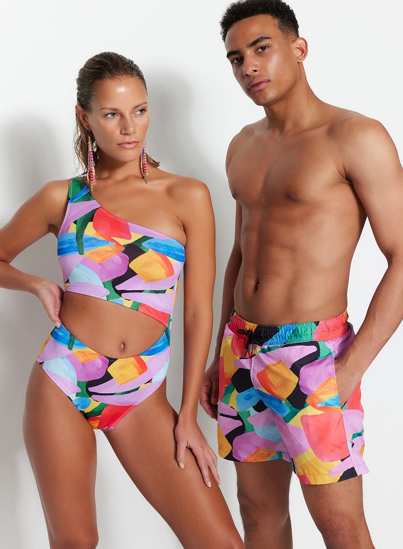 trendyol Colorful Abstract Patterned Swimsuit - Sea Shorts TMNSS23DS00001 - Image 1