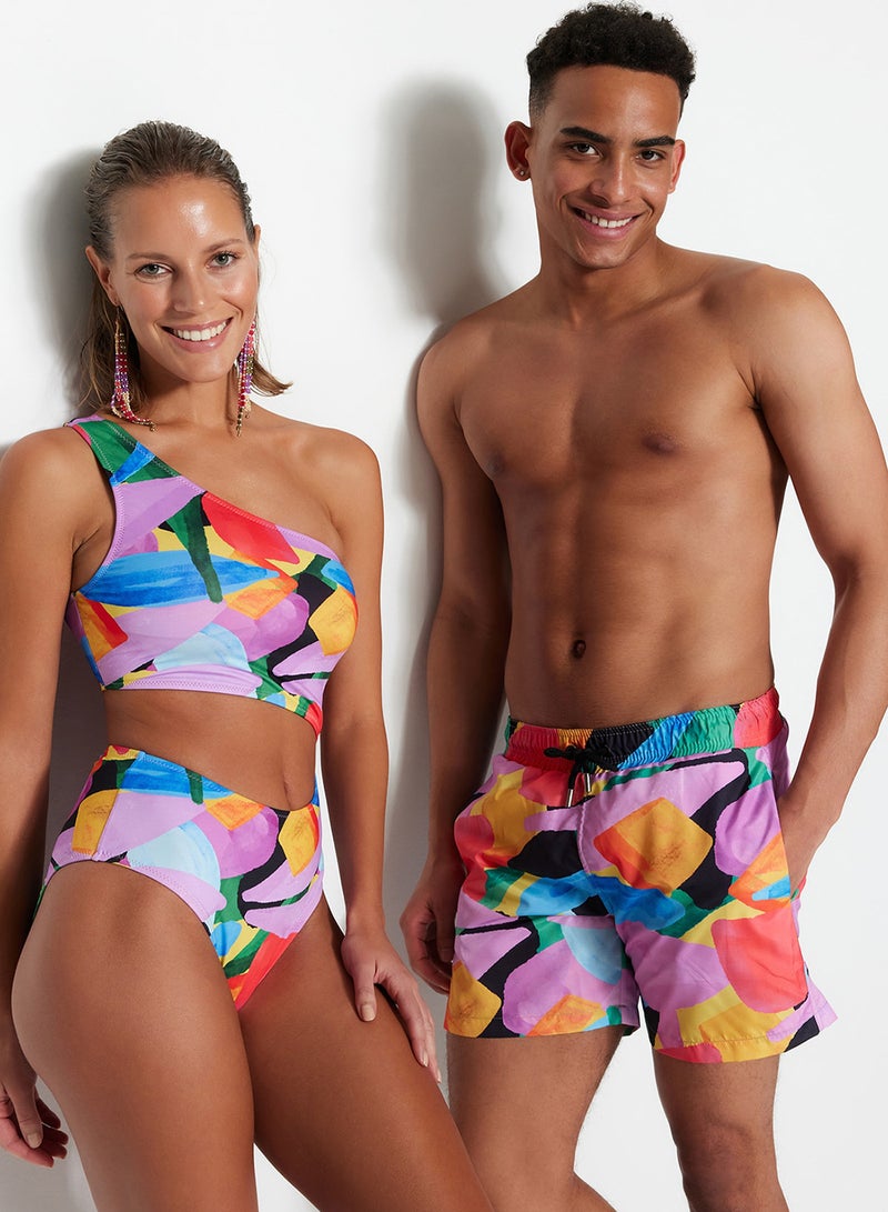trendyol Colorful Abstract Patterned Swimsuit - Sea Shorts TMNSS23DS00001 - Image 2