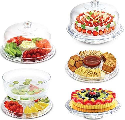 Sakar Sales Cake Stand with Dome Cover, 6-in-1 Multi-Purpose Use, Serving Platter, Punch Bowl, Dessert Platter and More, BPA Free. - Image 3