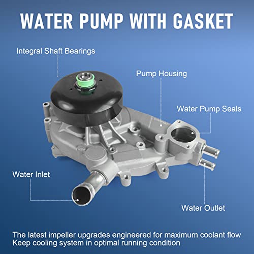 JDMSPEED Water Pump With Gasket Replacement For Chevrolet GMC Tahoe Yukon 4.8L 5.3L 6.0L Vortec Replaces AW5087, AW5104, 130-7340, 130-7341, 130-7320, WP-9409, T7052, 45005, 19195104, 12456113 - Image 5
