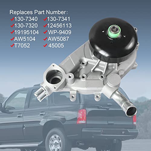 JDMSPEED Water Pump With Gasket Replacement For Chevrolet GMC Tahoe Yukon 4.8L 5.3L 6.0L Vortec Replaces AW5087, AW5104, 130-7340, 130-7341, 130-7320, WP-9409, T7052, 45005, 19195104, 12456113 - Image 2