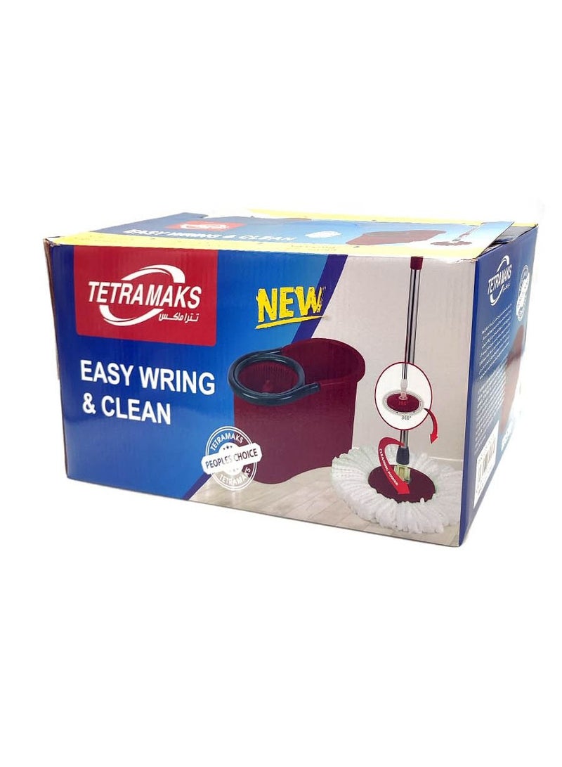 TETRA MAKS 360 Degree Rotating Magic Mop Set With Red Bucket - Image 2