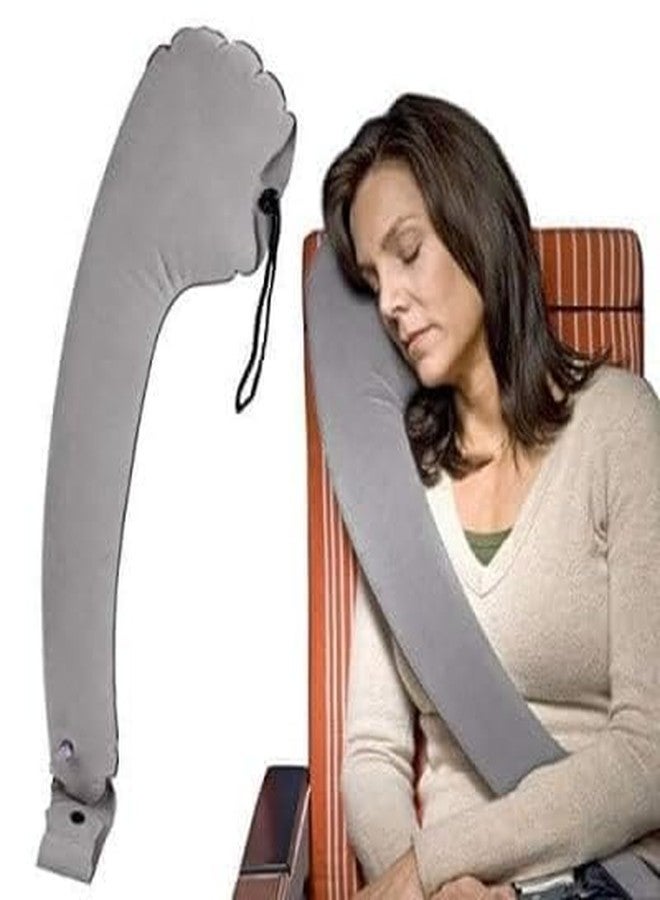 ATOOZED Travel Cross Pillow One Side Ultimate Travel Neck Pillow Adjustable Best Accessory for Airplane, Train, Office Napping, Rest Inflatable Pillow with Washable Cover - Image 5
