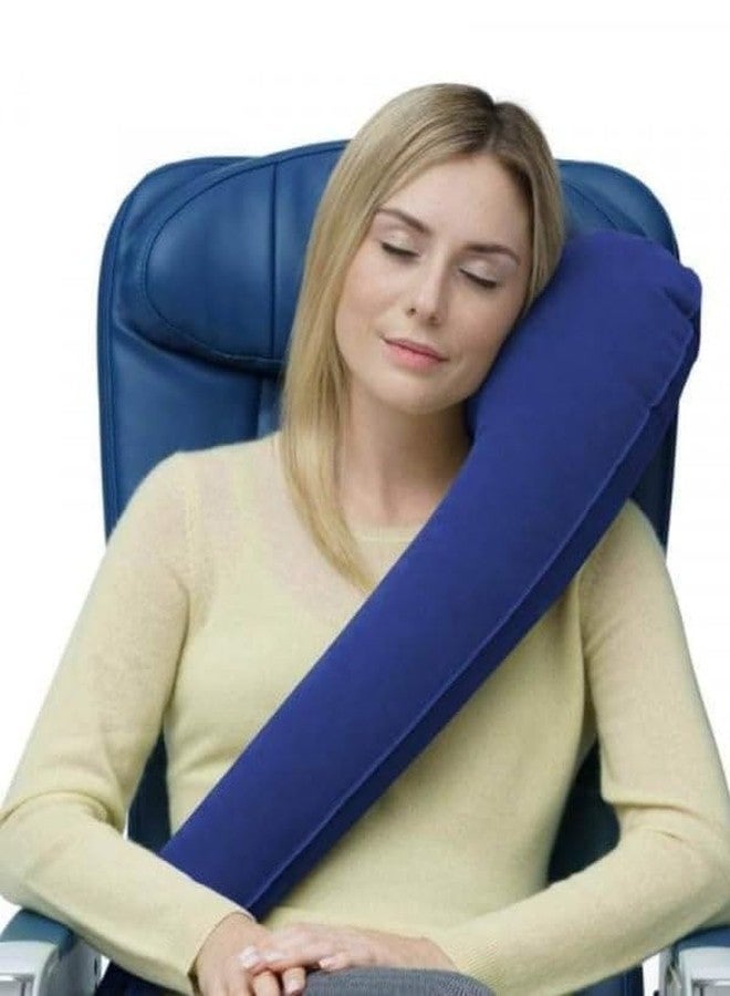 ATOOZED Travel Cross Pillow One Side Ultimate Travel Neck Pillow Adjustable Best Accessory for Airplane, Train, Office Napping, Rest Inflatable Pillow with Washable Cover - Image 2