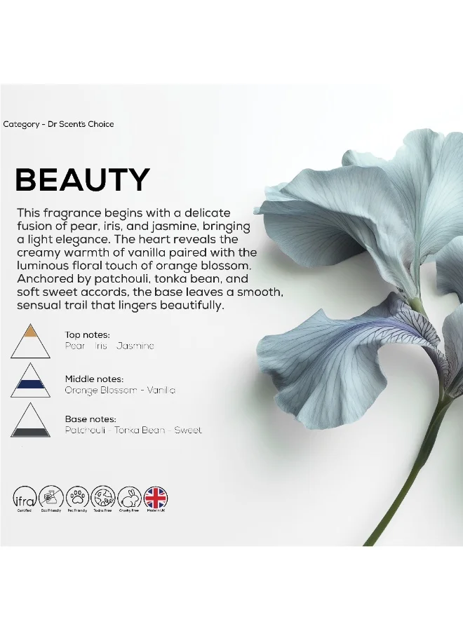 Dr Scent Dr Scent Diffuser Aroma Beauty, Feel the Sweet Notes of Pear, With Blooming Delicate Notes of Iris Jasmine and Finishing with Tonka Bean (500ml)
