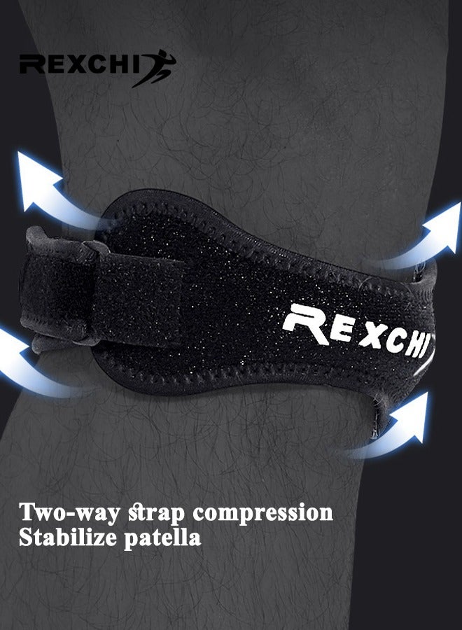 ريكسشي مجموعة واحدة من دعامات الركبة لعلاج آلام الركبة، حزام دعم الركبة الرضفية لتخفيف الألم، وسادة ركبة وتر الرضفة للمشي لمسافات طويلة، كرة القدم، كرة السلة، الجري، ركبة القفز، التنس، التهاب الأوتار، الكرة الطائرة والقرفصاء، أسود - Image 4