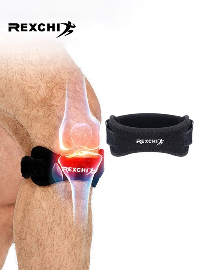 ريكسشي مجموعة واحدة من دعامات الركبة لعلاج آلام الركبة، حزام دعم الركبة الرضفية لتخفيف الألم، وسادة ركبة وتر الرضفة للمشي لمسافات طويلة، كرة القدم، كرة السلة، الجري، ركبة القفز، التنس، التهاب الأوتار، الكرة الطائرة والقرفصاء، أسود - Image 1