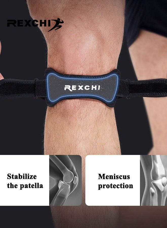 ريكسشي مجموعة واحدة من دعامات الركبة لعلاج آلام الركبة، حزام دعم الركبة الرضفية لتخفيف الألم، وسادة ركبة وتر الرضفة للمشي لمسافات طويلة، كرة القدم، كرة السلة، الجري، ركبة القفز، التنس، التهاب الأوتار، الكرة الطائرة والقرفصاء، أسود - Image 2