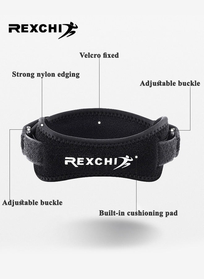 ريكسشي مجموعة واحدة من دعامات الركبة لعلاج آلام الركبة، حزام دعم الركبة الرضفية لتخفيف الألم، وسادة ركبة وتر الرضفة للمشي لمسافات طويلة، كرة القدم، كرة السلة، الجري، ركبة القفز، التنس، التهاب الأوتار، الكرة الطائرة والقرفصاء، أسود - Image 3