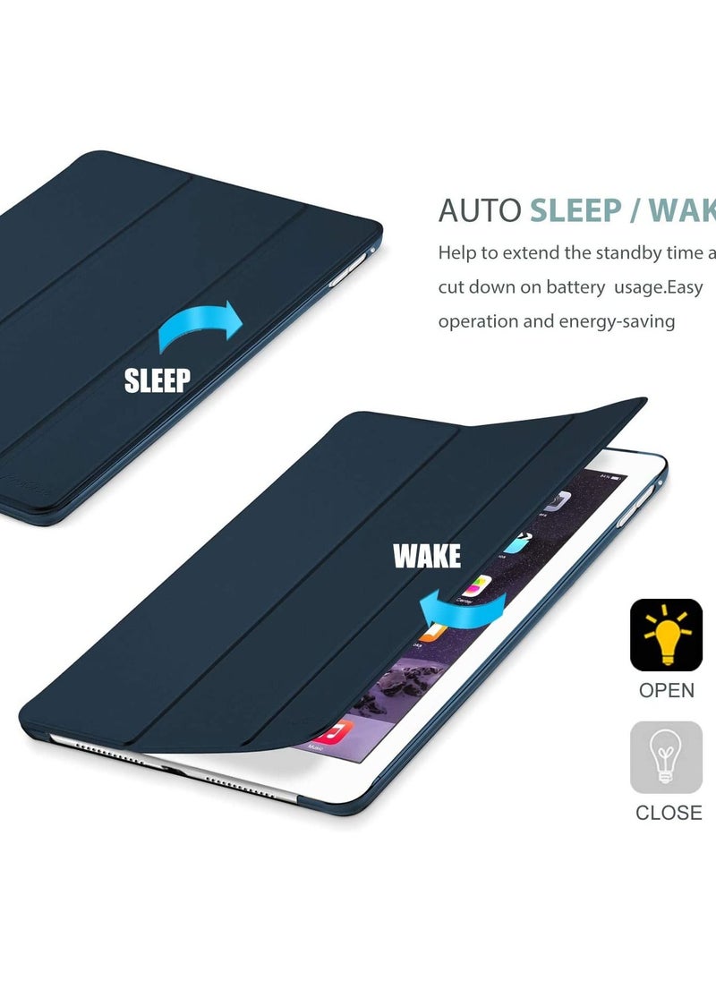 Procases - Smart Case for iPad Air 2 (2014 release), Ultra Slim Lightweight Stand Protective Case Shell with Translucent Frosted Back Cover for Apple iPad Air 2 (A1566 A1567) -Navy - Image 1