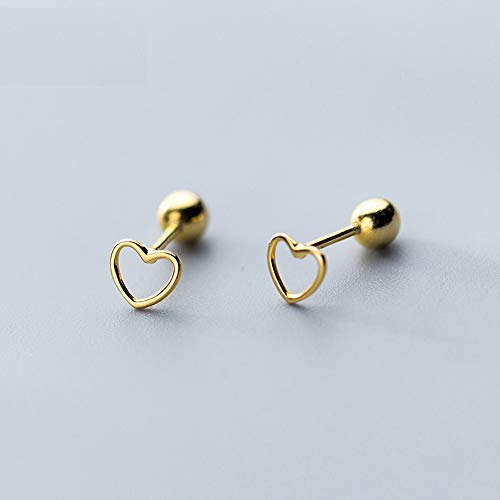 Izpack Minimalist Hollow Heart Shape Tiny Stud Earrings Sterling Silver Cartilage Tragus Screwback Studs Earring Helix Barbell Piercing for Women Jewelry Gifts for Her Daughter Xmas 20G (Gold) - Image 5