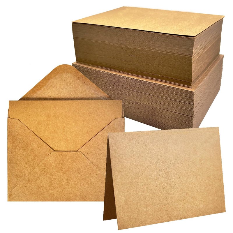 ANSSDO 100 Pack Blank Cards and Envelopes 5x7 Inch Premium Kraft Stationery Greeting Cards with Envelope Bulk Blank Cards with Envelope for Card Making and DIY Invitations - Image 2