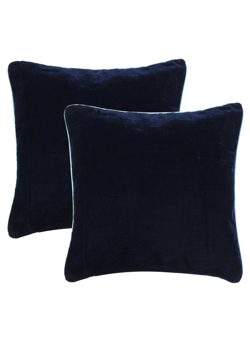 ريارا (18 × 18 بوصة) غطاء وسادة مخملي باللون الأزرق الداكن لتزيين غرفة المعيشة مع سحاب عبوة من قطعتين  - Image 1