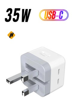 "35W Dual USB-C Charger: Apple MFi Certified with 2M Type-C to Lightning Cable for Ultra-Fast iPhone Charging"