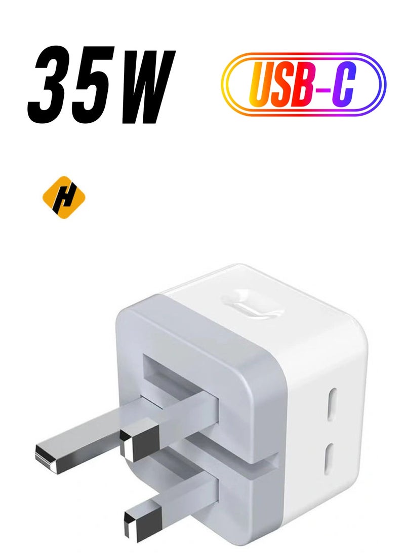 HuHa - "35W Dual USB-C Charger: Apple MFi Certified with 2M Type-C to Lightning Cable for Ultra-Fast iPhone Charging" - Image 1