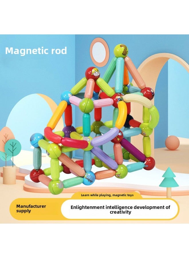 Manufacturers Supply High-intensity Magnetic Stick Color Early Education Kindergarten Children Assembled Magnet Magnetic Building Block Toys-Color:Magnetic Rod 128 Package  - Image 2
