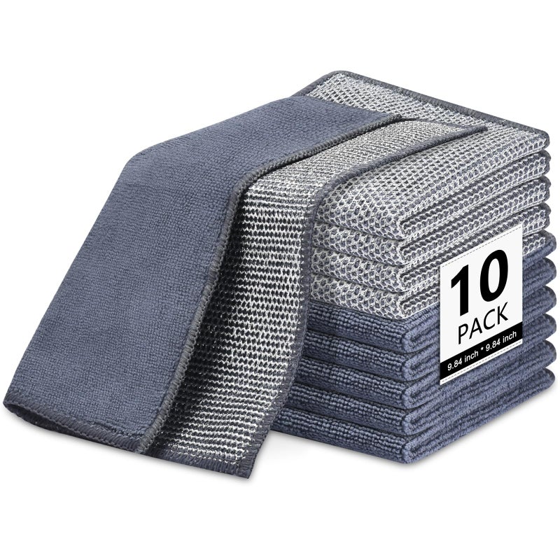 Forggon 10 Pcs New Upgrade2-Layer Nonscratch Wire Dishcloth Wire Dishwashing Rag  Non-Scratch Wire Dishwashingragsfor Wet And Dry  Kitchen Cleaning Dish Ragsfor Cookware Sinks  Dishes Stove - Image 1