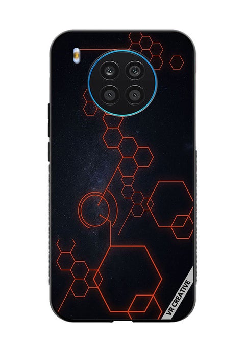 Protective Case Cover For Honor 50 Lite Abstract Hexagon Design Multicolour