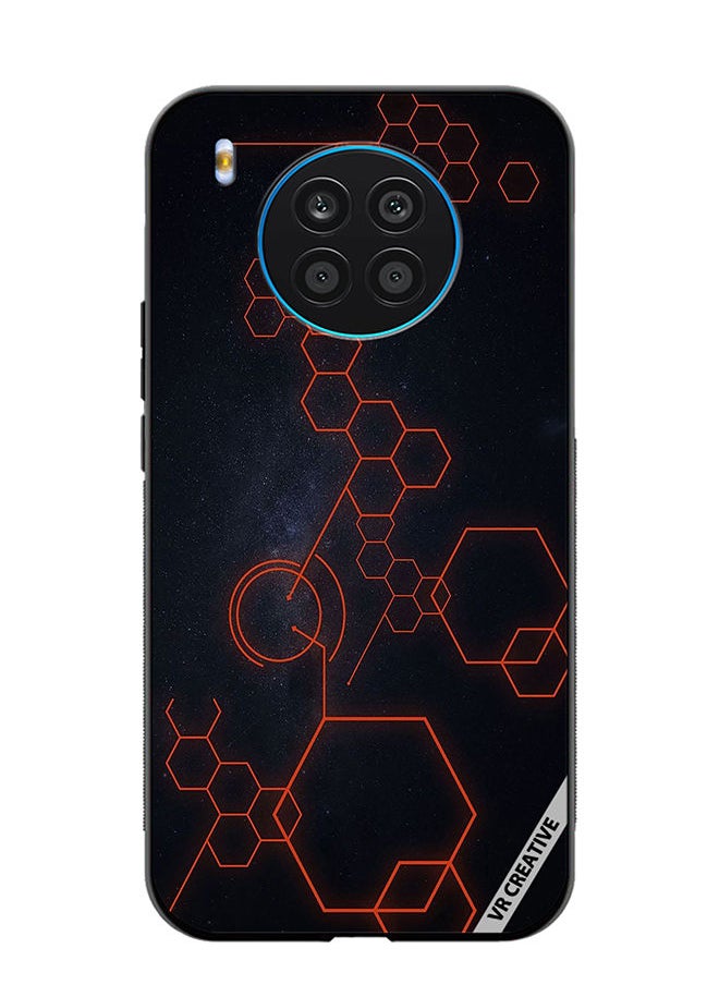 Protective Case Cover For Honor 50 Lite Abstract Hexagon Design Multicolour
