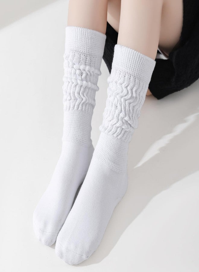 Mini Angel Angel Mini Slouch Scrunch Socks - 2 Pairs Girls' White Knee High Soft Warm Stacked Boot Socks (4-7 Years) - Image 3