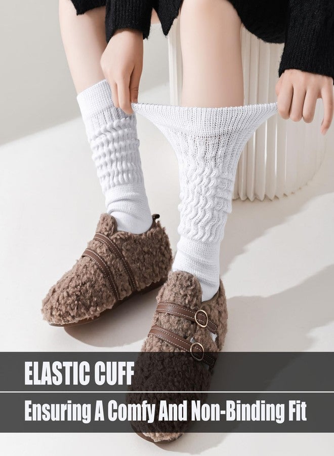 Mini Angel Angel Mini Slouch Scrunch Socks - 2 Pairs Girls' White Knee High Soft Warm Stacked Boot Socks (4-7 Years) - Image 4