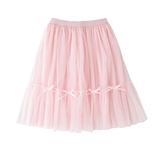 Jastore Girls High Waist Tulle Skirts A-line Mesh Skirt Midi Tutu Skirts Dress for Toddler Girl (US, Age, 5 Years, 8 Years, Pink) - Image 1