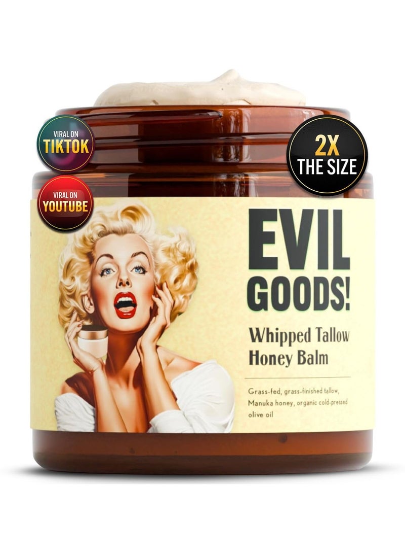Evil Whipped Beef Tallow and Honey Balm Moisturizer for Skin, Face, Lips, Body - Unscented - Image 1