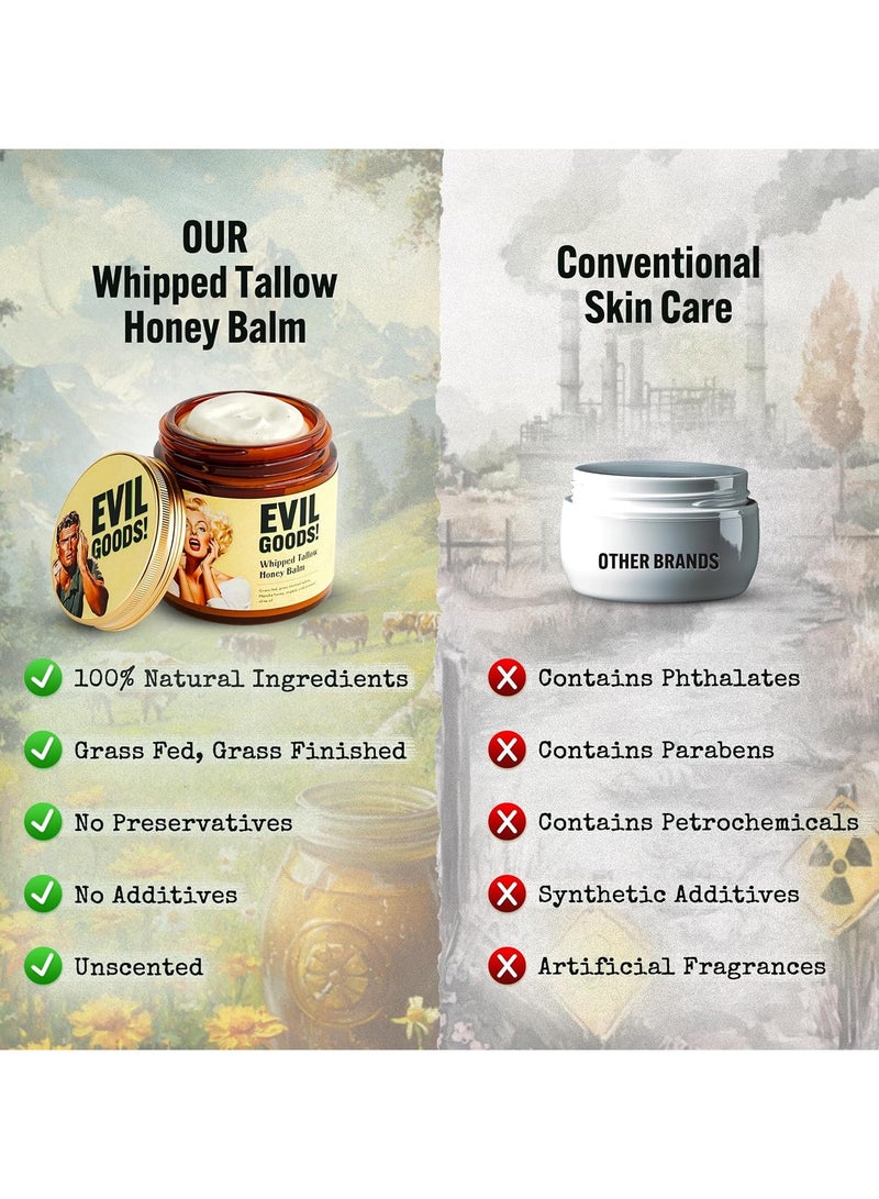 Evil Whipped Beef Tallow and Honey Balm Moisturizer for Skin, Face, Lips, Body - Unscented - Image 4