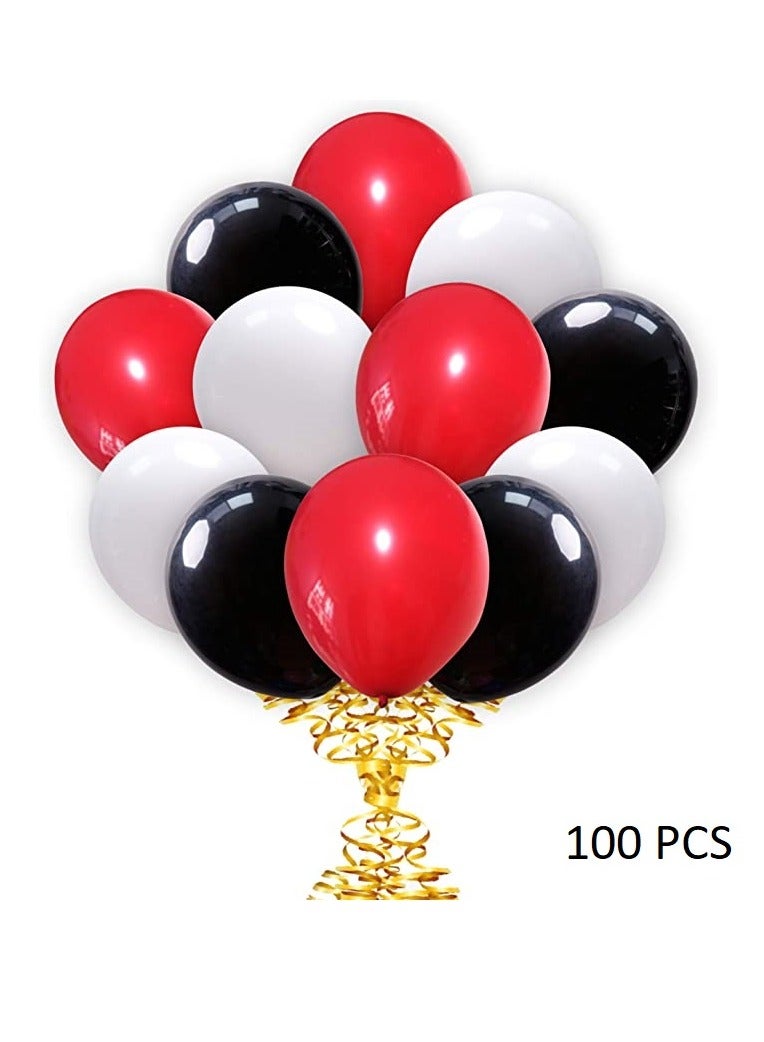 بوكسوودس 100 قطعة بالونات ملونة باللونين الأحمر والأبيض والأسود لديكورات عيد الحب - Image 1