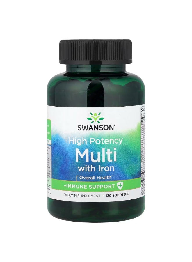 سوانسون، متعدد الفيتامينات مع الحديد، عالي الفعالية، 120 كبسولة هلامية - Image 1