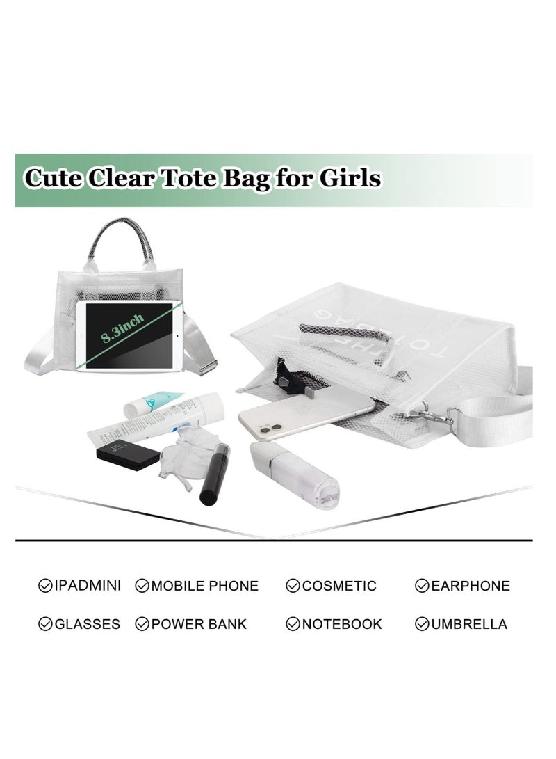 KASTWAVE Fashion Clear Tote Bag for Women, lightweight PVC Beach Bag, Small Handbag, Shoulder Crossbody Purse for Work, Travel, Pool, Stadium - Image 5