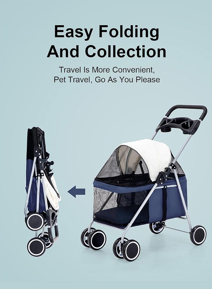 Sharpdo Pet Stroller Foldable Large Space Cat Dog Stroller Outdoor - Image 2
