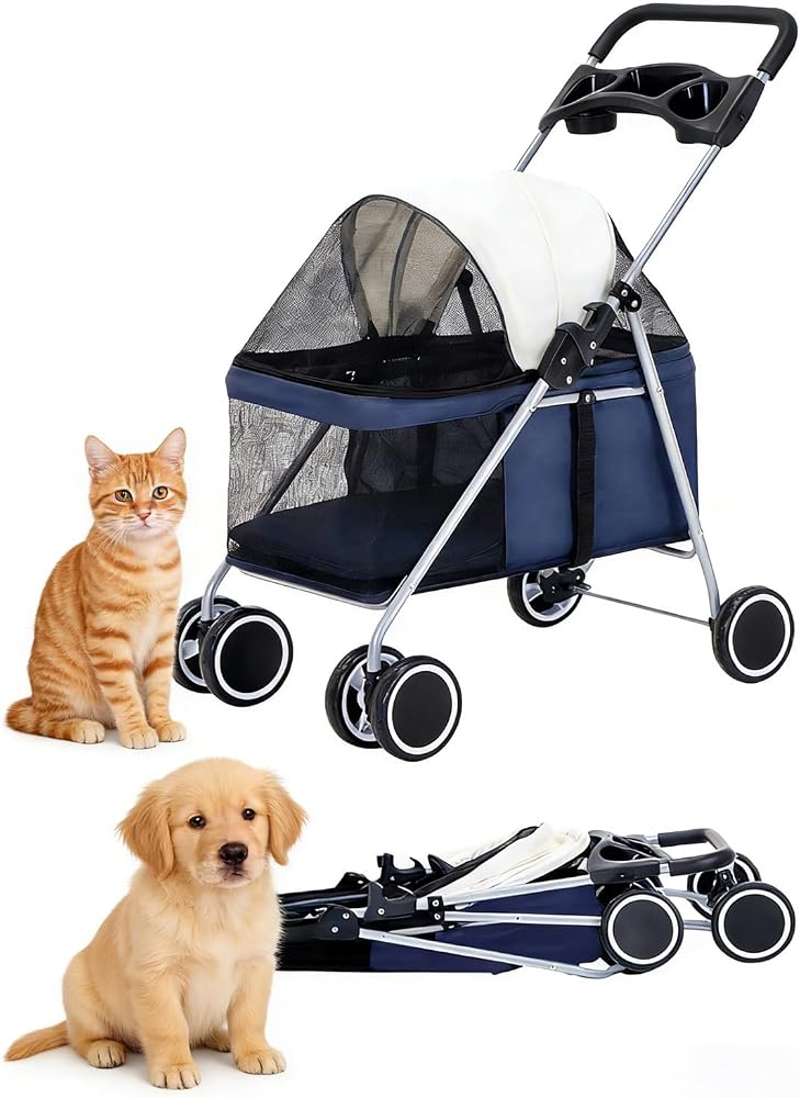 Sharpdo Pet Stroller Foldable Large Space Cat Dog Stroller Outdoor - Image 1
