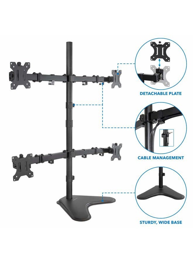 Mount-It! Quad Monitor Stand | Height Adjustable Free Standing 4 Screen Mount | Fits Monitors up to 32 Inches | Black, Steel | MI-2784 - Image 5