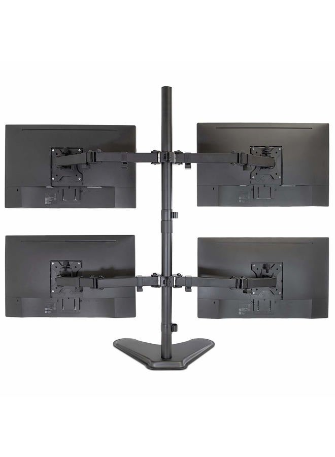 Mount-It! Quad Monitor Stand | Height Adjustable Free Standing 4 Screen Mount | Fits Monitors up to 32 Inches | Black, Steel | MI-2784 - Image 4