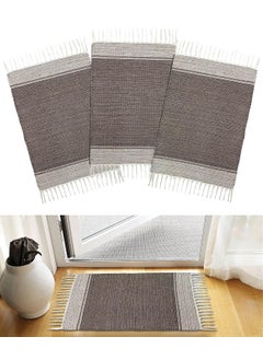 H2H H2H Cotton Multi Shades and Mixed Design Door Rug - Combo (Brown, 40cm X 60cm) - 3Pc and 5Pc  - Image 1